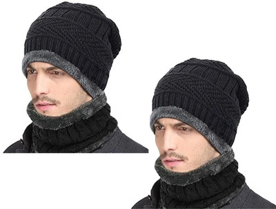 Mopslik Embroidered Beanie Cap(Pack of 2)