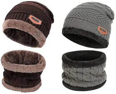 SMART SEWINGERS Woven Beanie Cap(Pack of 2)