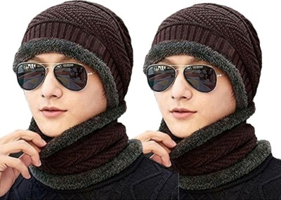 Trendy turn Solid Beanie Cap(Pack of 2)