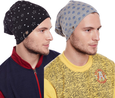 MACK JONNEY Printed Beanie Cap(Pack of 2)