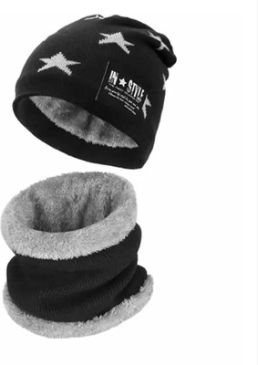 GlamSmart Self Design Beanie Cap(Pack of 2)