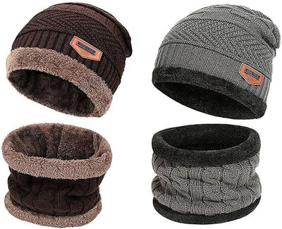 TruFlair Self Design Beanie Cap