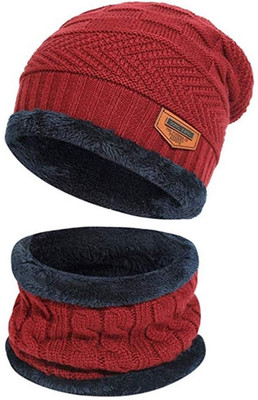 Siya Shine Self Design Beanie Cap(Pack of 2)
