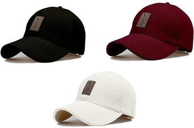 bynomo Self Design, Solid Sports/Regular Cap Cap(Pack of 3)
