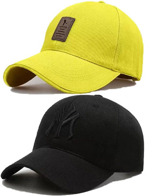 CLASSYMESSI Self Design, Embroidered, Solid, Printed Sports/Regular Cap Cap(Pack of 2)