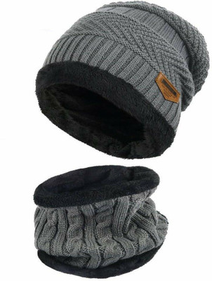 GLAMHOOD Self Design Beanie Cap(Pack of 2)