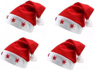 ME&YOU Solid Santa Cap Cap(Pack of 4)