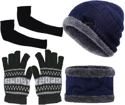FLEXCY Beanie Cap(Pack of 3)
