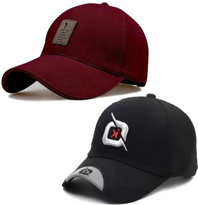 cap world Solid, Self Design, Embroidered Sports/Regular Cap Cap(Pack of 2)
