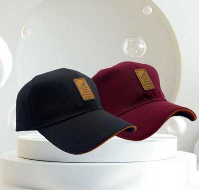 Rigzy Printed, Self Design, Solid Sports/Regular Cap Cap(Pack of 2)