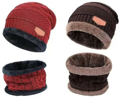SHORTCUT Embellished Beanie Cap(Pack of 4)