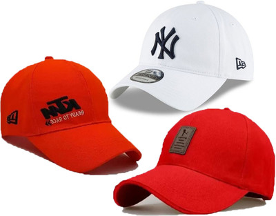 blutech Solid, Self Design, Embroidered Sports/Regular Cap Cap(Pack of 3)