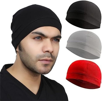 plutoprom Solid Skull Cap Cap(Pack of 3)