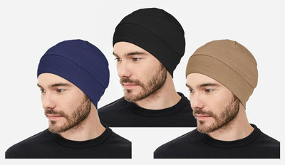 Run India Solid Skull Cap Cap(Pack of 3)