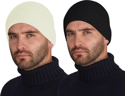 Bismaadh Self Design Beanie Cap(Pack of 2)