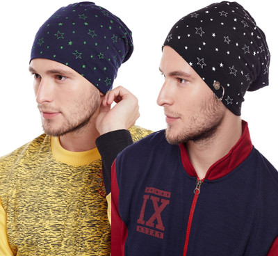 MACK JONNEY Printed Beanie Cap(Pack of 2)