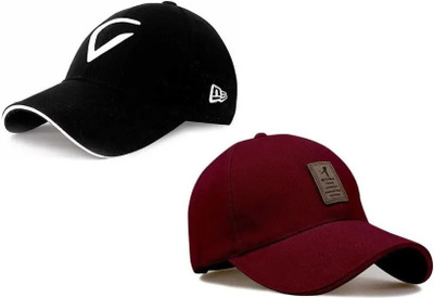 cap world Embroidered, Self Design, Solid Sports/Regular Cap Cap(Pack of 2)