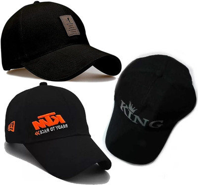 CLASSYMESSI Solid, Self Design, Embroidered Sports/Regular Cap Cap(Pack of 3)