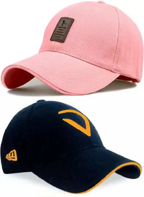 BLUCAPS Embroidered, Solid, Self Design Sports/Regular Cap Cap(Pack of 2)