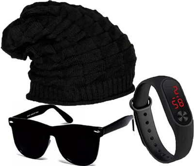 FLEXCY Beanie Cap(Pack of 3)