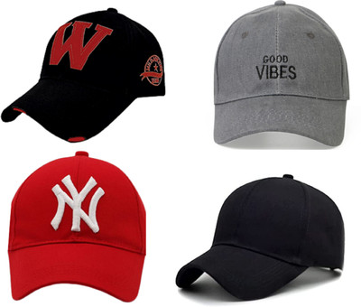 CLASSYMESSI Solid Sports/Regular Cap Cap(Pack of 4)
