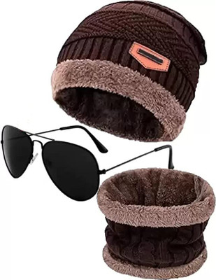 N S TREND Self Design Beanie Cap(Pack of 2)