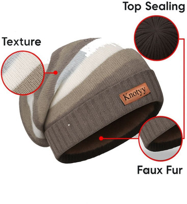 Knotyy Self Design Beanie Cap