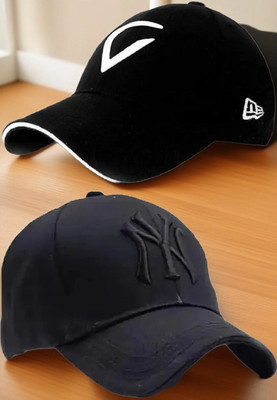 FD FLORIDA Embroidered, Solid, Self Design Sports/Regular Cap Cap(Pack of 2)