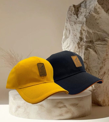 ALAMOS Printed, Self Design, Solid Sports/Regular Cap Cap(Pack of 2)