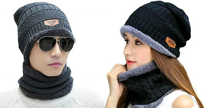 sunahari Woven Beanie Cap(Pack of 2)