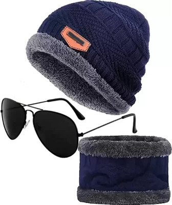 N S TREND Self Design Beanie Cap(Pack of 2)