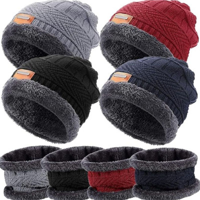 vastvive Solid, Self Design, Embellished, Woven Beanie Cap