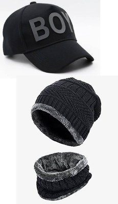 b for u Self Design, Solid Sports/Regular Cap Cap(Pack of 3)