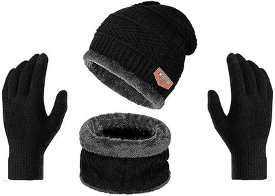 HOSVIN Solid Beanie Cap(Pack of 3)