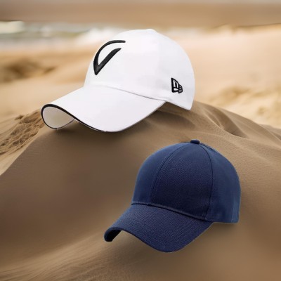 FD FLORIDA Embroidered, Solid, Self Design Sports/Regular Cap Cap(Pack of 2)