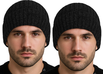 Tough Headwear Solid Beanie Cap(Pack of 2)