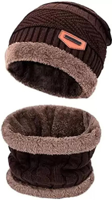 Niavaa Solid, Self Design Beanie Cap(Pack of 2)