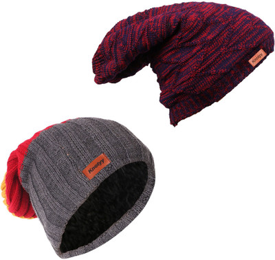 Knotyy Solid Beanie Cap(Pack of 2)