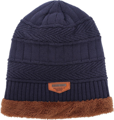 BunnyWave Solid, Woven, Self Design Beanie Cap