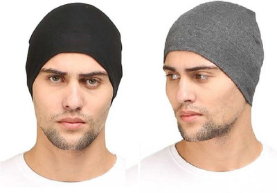 FQZILON Solid Skull Cap Cap(Pack of 2)