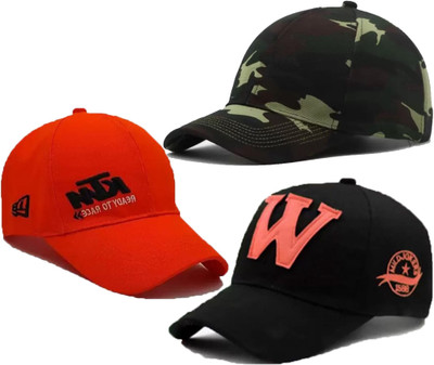 CLASSYMESSI Solid, Self Design, Embroidered Sports/Regular Cap Cap(Pack of 3)