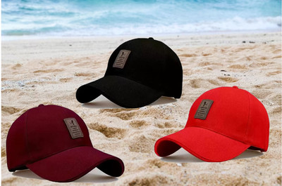 CLASSYMESSI Solid, Self Design Sports/Regular Cap Cap(Pack of 3)