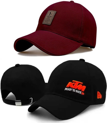 cap world Solid, Self Design, Embroidered, Printed Sports/Regular Cap Cap(Pack of 2)