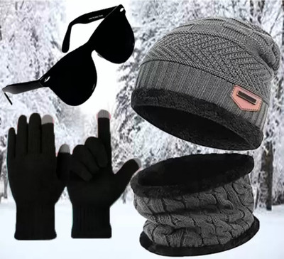 YES TAG Solid Beanie Cap(Pack of 3)