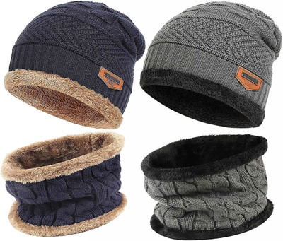 Femies Solid Beanie Cap(Pack of 2)
