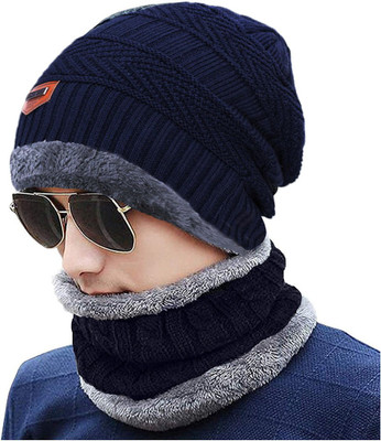 TRUE INDIAN Self Design, Solid, Checkered Beanie Cap