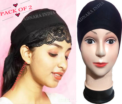 adnara Self Design, Solid Skull Cap Cap(Pack of 2)