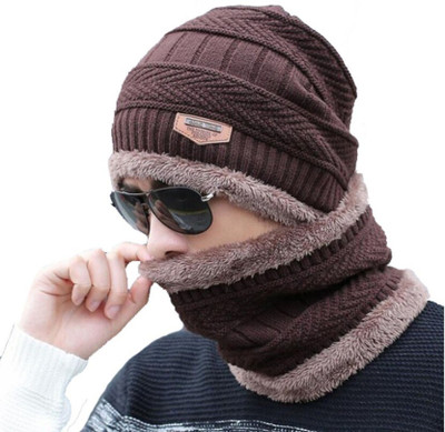 THESHIVAN Self Design Beanie Cap(Pack of 2)