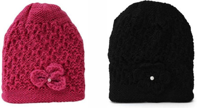 TRUE INDIAN Solid Beanie Cap(Pack of 2)