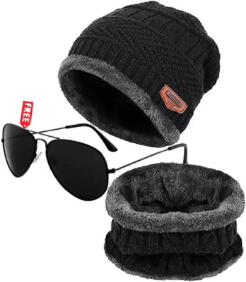 MONI FIY Embroidered Beanie Cap(Pack of 3)